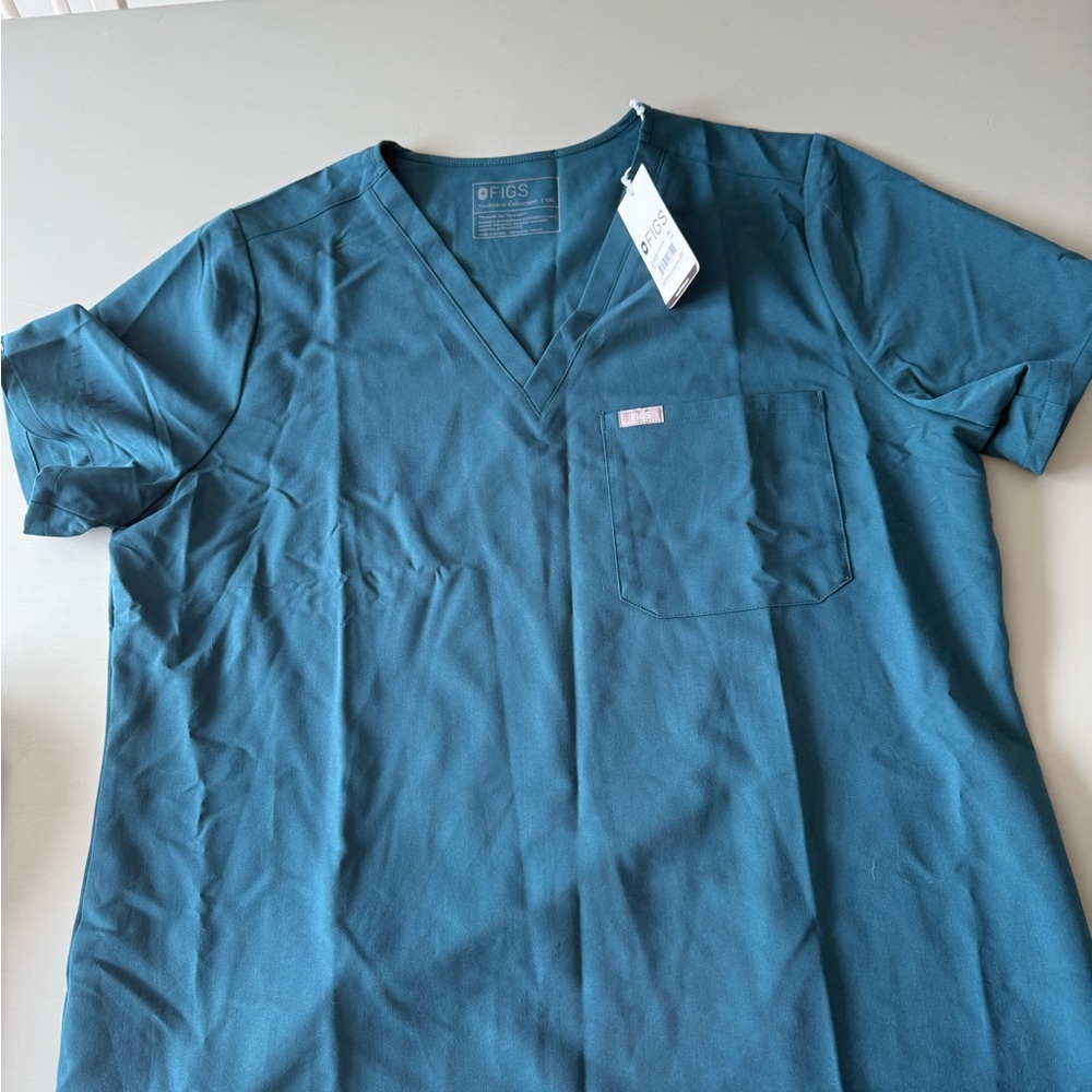 Figs womens Deep Teal V-Neck Shirt